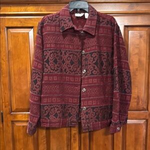 Women's Burgundy Patterned Utility Jacket